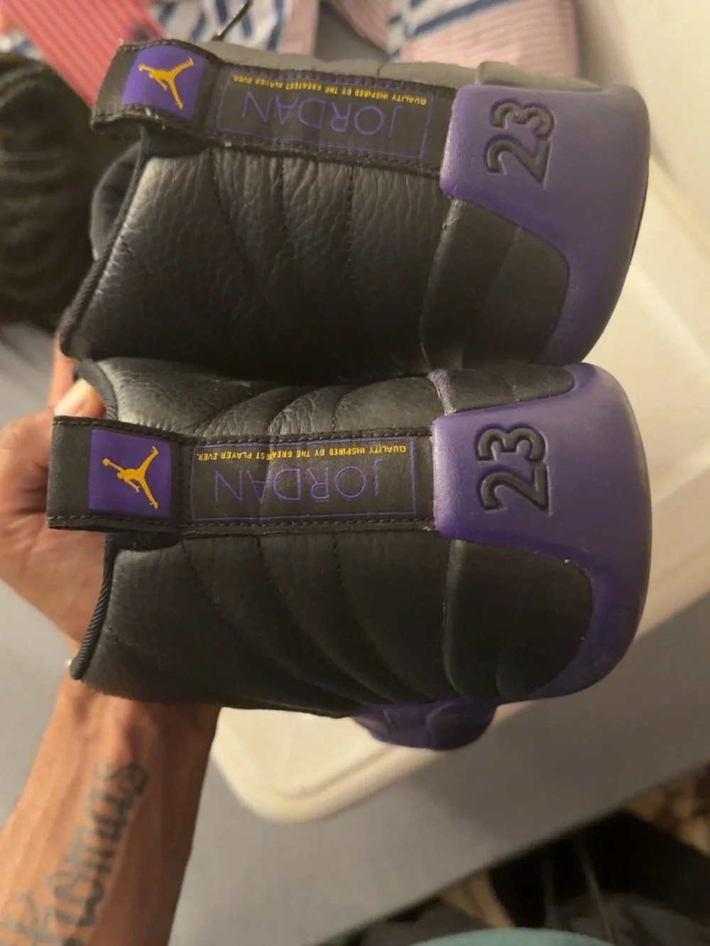Jordan Men’s Black and Purple High-Top Basketball Sneakers